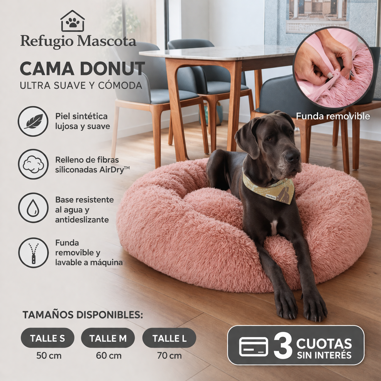 Cama Anti Estrés para Mascotas Refugio Mascota™ 2x1 – Súper Suave, Lavable y Confort Premium